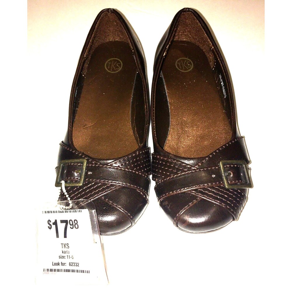 Little Girls Toddler TKS Brown Slip On’s Size 11 M Non-marking Sole